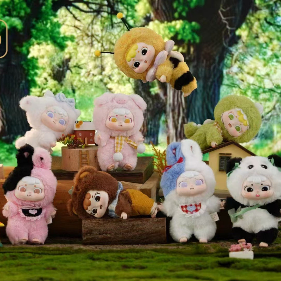 Dumb Dumb Animal Carnival Party Plush Series Mini Figurines Blind Box Gift Cute Desk Decor Dolls Collectible Toys Surprise Birthday Present